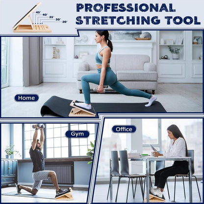 Slant Board for Calf Stretching, Adjustable Portable Wooden Incline Board for Calf Stretcher with Training Poster, 300 Lbs Weight Capacity Calf Stretch Wedge for Leg Exercise, Squat & Physical Therapy